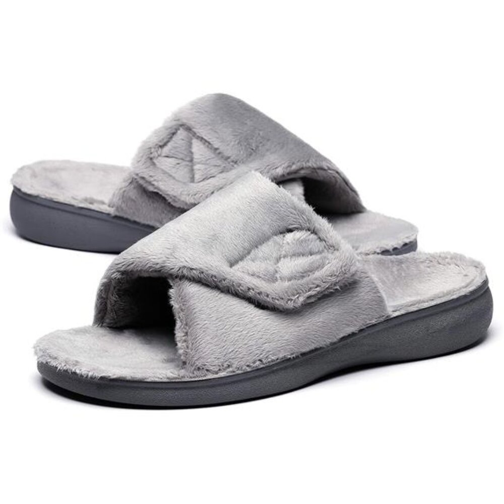 Women's Plantar Fasciitis Fuzzy House Orthopedic Adjustable Slippers With Arch